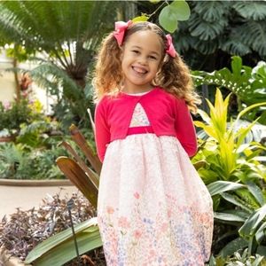 Nwt Toddler Floral Dress With Cardigan-pink size 5